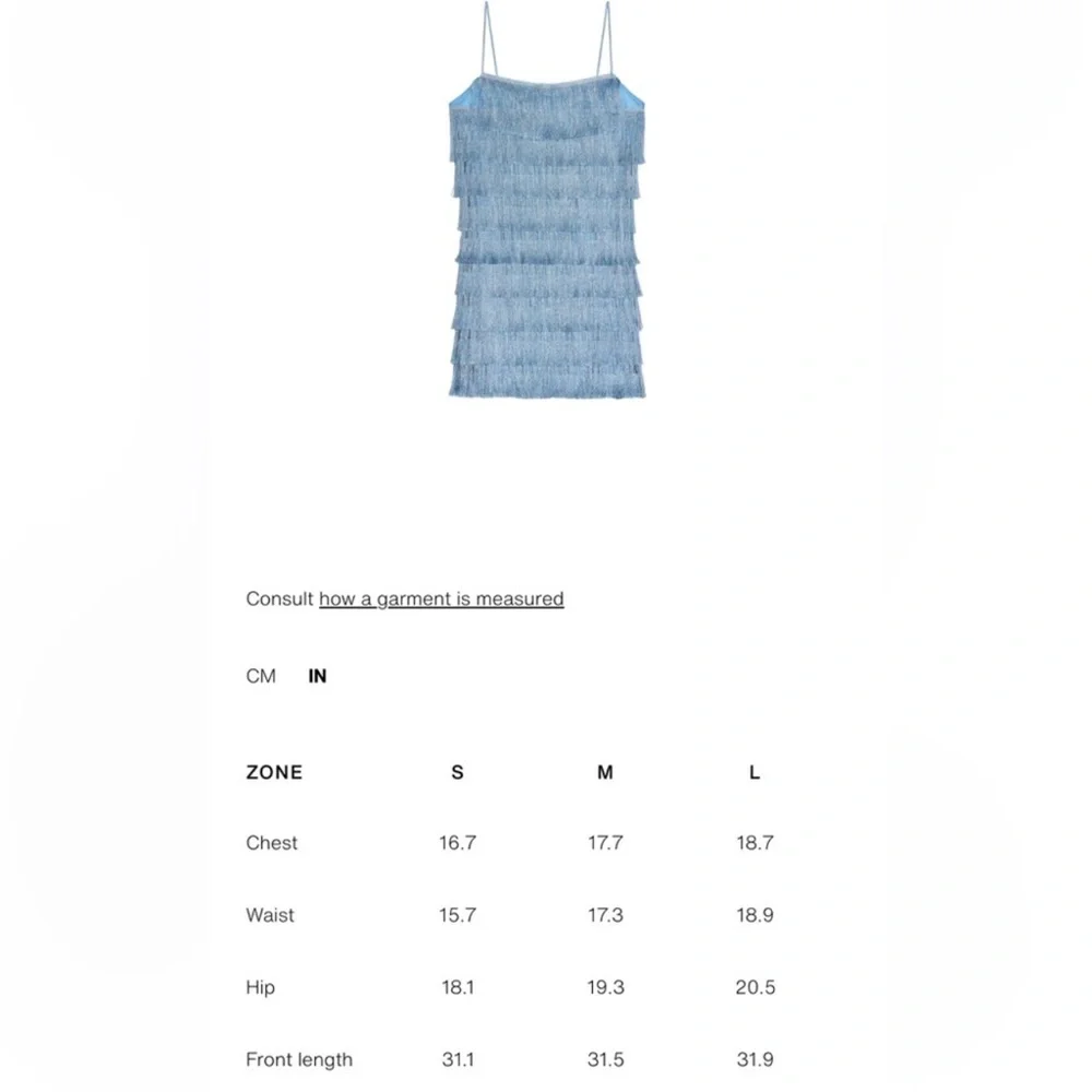 Zara Light Blue metallic Fringe Mini Dress - Picture 16 of 16